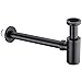 HANEBATH Brass Bottle P-Trap Basin Sink Waste Trap Drain Kit Round,Matte Black