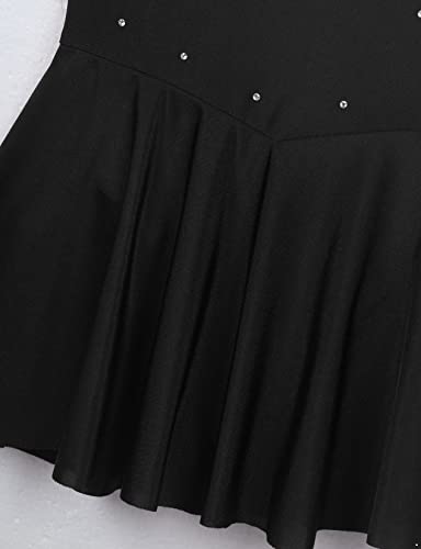 Hedmy Kids Girls Sleeveless Mock Neck Ice Skating Dress Tulle Figure Roller Skating Ballet Dance Costume Black 8 Years #TOP5