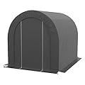Outsunny 6' x 8' Garden Storage Tent with Galvanized Metal Frame, Waterproof Portable Shed, Heavy Duty Outdoor Shed for Bike, Motorcycle, Garden Tools - Gray