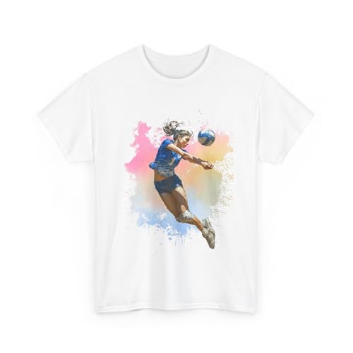 Women’s Volleyball Graphic T-Shirt Dynamic Female Athlete Mid-Air Action Sports Tee Volleyball Tshirt3