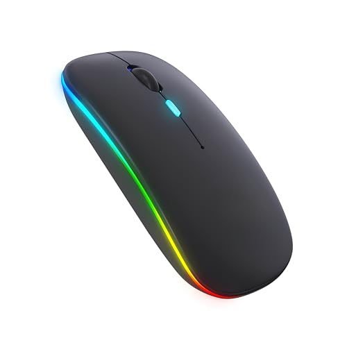 Image of Electro Wolf WM20 Lucid 2.4G Wireless + Bluetooth 5.1 Mouse, Slim Rechargeable 500mAh Silent Click RGB LED Gaming Mouse, DPI Upto 1600 - Lucid Black