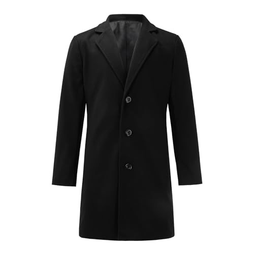Mens Trench Coat Big and Tall Notched Lapel Single Breasted Pea Coats Business Button Down Jackets Fall Work Topcoat4