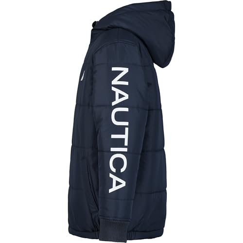 Image of Nautica Boys' Heavyweight Hooded Bubble Jacket With Polar Fleece Lining