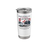 Bear Attack Tip Play Dead, Funny Salmon Fishing Canada Trip Stainless Steel Insulated Tumbler