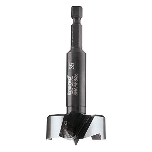 Trend Snappy Forstner 35mm Short Bit for Accurate Hole Drilling, Quick Release System, Carbon Steel, SNAP/FS/35
