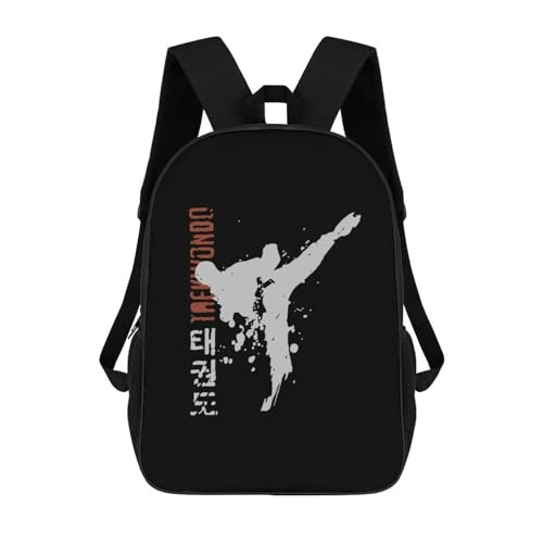 Taekwondo Casual Backpack 17 Inch Travel Hiking Laptop Business Bag Unisex Gift for Outdoor Work Camping