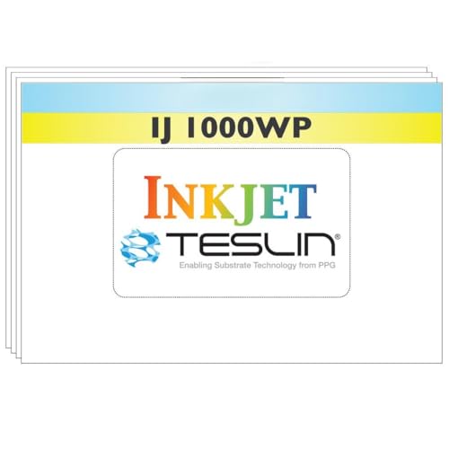 Inkjet Teslin Paper 4” x 6” - 1-Up Perforated Sheets, 25-Pack - 10 Mil Waterproof Printable Plastic for ID Cards, Tags & Labels - For Inkjet Printers Only