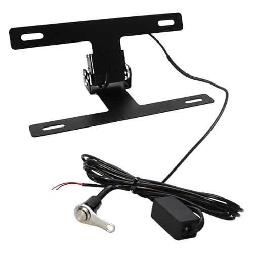 Adjustable Motorcycle License Plate Holder, One-click Rotation Motorcycle Fender Mount Bracket Eliminator Kit, Durable Aluminum Alloy Motorcycle Fold License Plate Flipper
