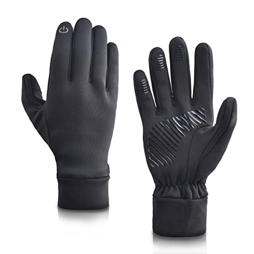 Azarxis Guanti Bici Invernali Guanti Scheletro Guanti Uomo Ragazzo Guanti Invernali Moto Bici Lavoro Vespa Caccia Tennis (01 Nero, L)