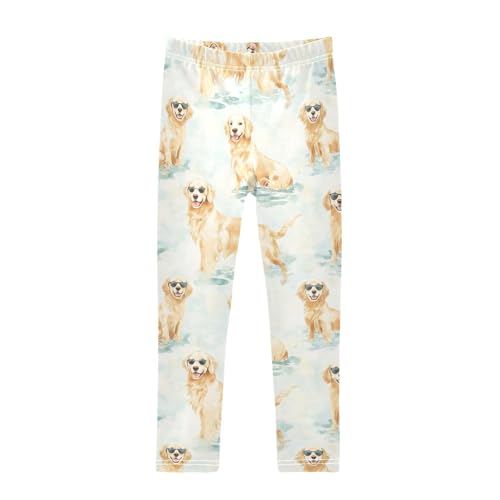 Dog with Sunglass Girls Leggings,Workout Leggings for Girls Toddler Athletic Legging Size for 3-10T
