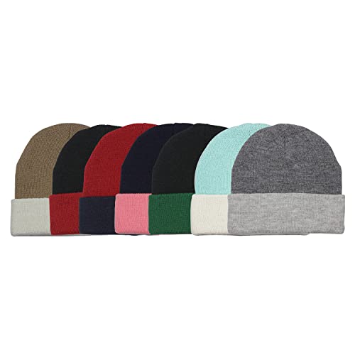 Fortree Winter Beanie Hat For Women Men Warm Knit Skull Cap(Black And Red) #TOP2