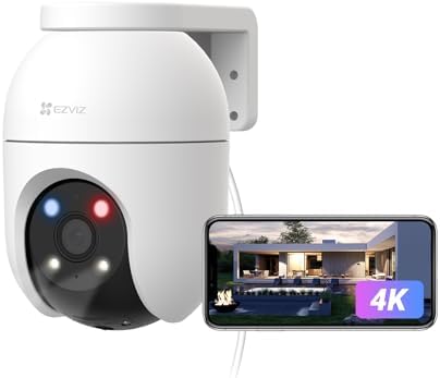 EZVIZ 4K PTZ Überwachungskamera Aussen WLAN, 2,4GHz WLAN Kamera Outdoor, Auto-Tracking, Personen-/Fahrzeugerkennung, Zwei-Wege-Audio, Farbnachtsicht, Wetterfest, C8c 8MP