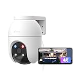EZVIZ Telecamera WiFi Esterno 4K, Telecamera Motorizzata per Esterni con Copertura a 360°, Visione Notturna a Colori, Rilevamento di Persone/Veicoli, Tracciamento Zoom Auto, C8c 8MP(6mm)