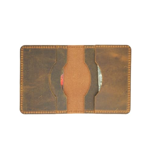 Image of JJNUSA Handmade Distressed Men's Minimalist Leather Wallet Card Holder Wallets for Gifts Brown Flower style2 (Brown2)