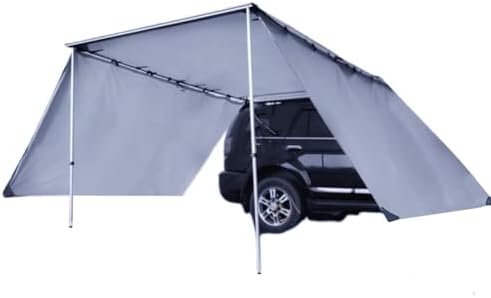 DANCHEL OUTDOOR Vehicle Overlanding Awning with Side Wall Windbreaks, Portable Car Awning Extension Shades Camper Shelter Camping(Gray, 8.2x9.8ft+2pcs 9.8x6.5ft Side)