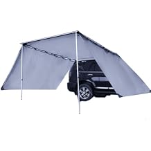 DANCHEL OUTDOR Car Camping Awning with Side Wall Extensions Overlanding Accessories Pull-Out Roof Rack Awning for SUV Truck VanGray 6.5x8.2ft+2pcs 8.2x6.5ft