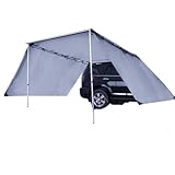 DANCHEL OUTDOOR Portable Car Awning with Side Wall for Overlanding Camping, Waterproof Vehicle Roof Rack Awning Truck with Extension Canopy Sun Shelter(Gray, 4.9x6.5ft+2pcs 6.5x6.5 Side)
