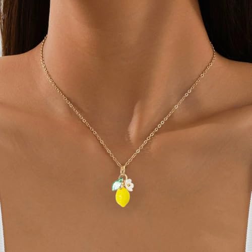 Vurotry Lemon Necklace for Women Lemons Pendant Necklace (Gold) by Vurotry - Used condition - Image 2