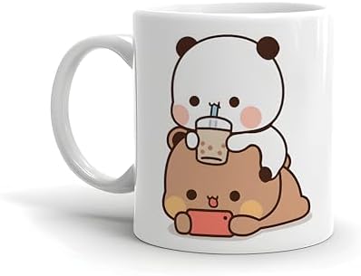 Bl Bhavya Lifestyles Bubu Dudu Printed Coffee Mug Cute Valentine Day Gift For Boyfriend, Girlfriend, Friends Kids With Glossy Finish And Vibrant Print (Set Of 1, Bubu Dudu Drinking) - 330 Ml