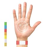 DIN A4. A diferencia de la versión más antigua de 255 mm, las pulseras de fiesta BKSAI se extienden 42 mm a 297 mm, es adecuada para muñecas de hasta 26,7 cm. Por lo tanto, se puede cortar para niños. No sólo para fiestas y celebraciones. Bandas de seguridad para el control y la seguridad de eventos, sello de entrada, pulsera de emergencia para niños, cinta para billetes, etiqueta de identificación para equipaje, etc.