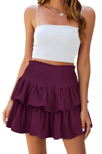Vigorics Purple Skirt Ruffle High Waisted for Women Gothic with Shorts Underneath for Teen Girls S — view 2