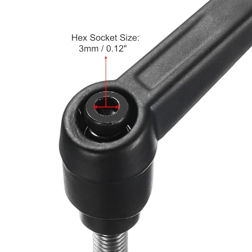 Image of uxcell Adjustable Clamping Lever Handle M6 x 25mm Metric 304 Stainless Steel Male Threaded Stud Hand Knobs Push Button Ratchet Rotating Screw Handles Bolts with Locking Lever Black