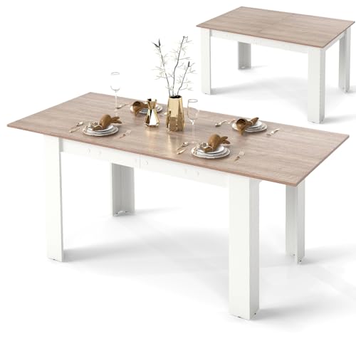 COSTWAY Tavolo Allungabile da Pranzo per 4-6 Persone, Tavolo Consolle Estensibile, Tavolo Moderno da Cucina, Soggiorno e Sala da Pranzo, 158 x 70 x 76 cm (Bianco)