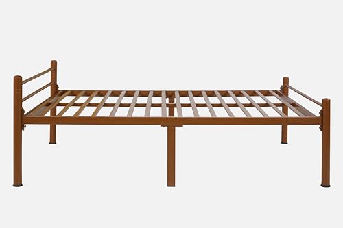 Image of Nivo Metal Single Size Bed Without Storage | Wrought Iron Single Bed with Headboard & Footboard| Sturdy Powder Coated Platform Cot for Bedroom, Living Room, (Nivo Brown)