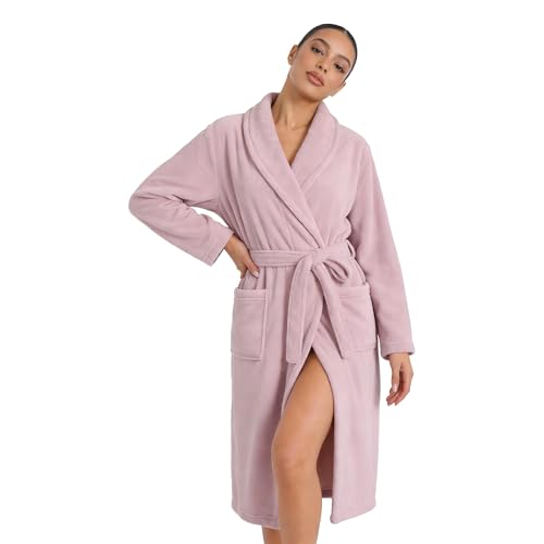Image of HEARTNICE Womens Fleece Robes, Soft Plush Long Bathrobe, Thick Kimono Robes for Womens, Warm House Coat