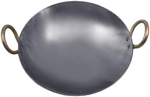 9.50 To 10 Inch Indian Pure Iron Loha Kadhai Deep Frying Pan Kadhai For Frying, Cooking