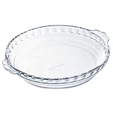 Arcuisine Borosilicate Glass Pie Dish w/handles 8.65 Inches (22 Centimeter) 1.1 Liter