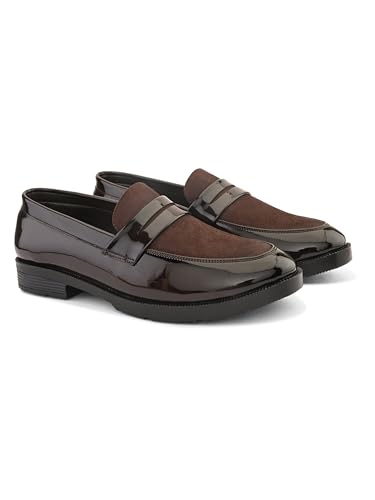 Image of STANPHORD Mens Loafers Men Brown Solid Formal Office wear semi Casual Slip on moccaisns Suede Penny Loafers Shoes
