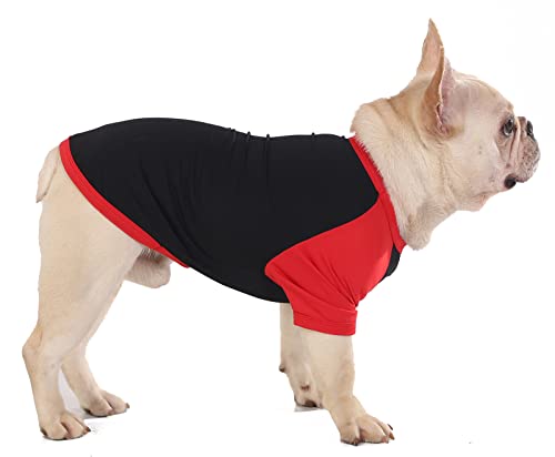 Sychien Dog Quick Dry Shirts,Summer Raglan Lightweight Blank Large Clothes,Dogs Sun Protection French Bulldog Boy Girl Clothing,Black/Red + Black/Grey L #TOP7