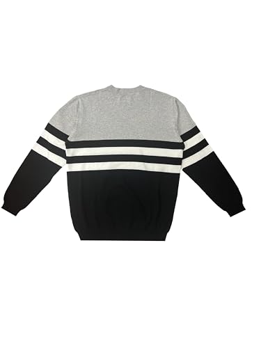 Krumba Mens Long Sleeve Crew Neck Plus Size Stripe Design Sweater4