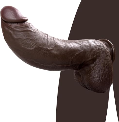 Black Dillbo Large Fake Dick 11 inch Dilbo for Women Real Skin Big Soft Flexiable NEW56
