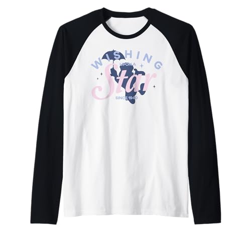 T-shirt Baseball Raglan Disney Pinocchio Jiminy Cricket Motif Vintage Noir et Blanc