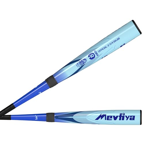 Mevfiya Carbon Composite Youth Baseball Bat 32 in,-10 Drop Weight, 2 3/4' Barrel Pencil Bat,Baseball & Baseball Bag Included(Light Blue, 32 Inch)