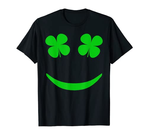 Lucky St Patricks Day Camisa Smiley Shamrock Shamrock Shamrock Camiseta