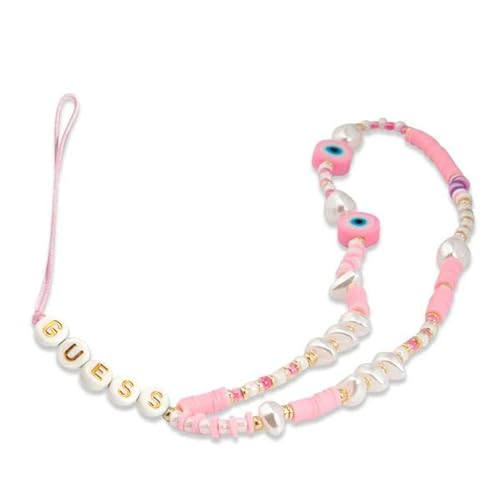GUESS GUSTSHPP Bracelet pour téléphone portable avec perles roses, x, Métal, Agate