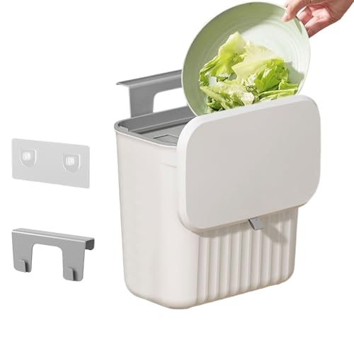 Cubo de basura para gabinete, cesta de basura sin olor con tapa para la cocina | Organización del hogar para espacio pequeño sobre debajo del gabinete oficina en casa trastero apartamento armario