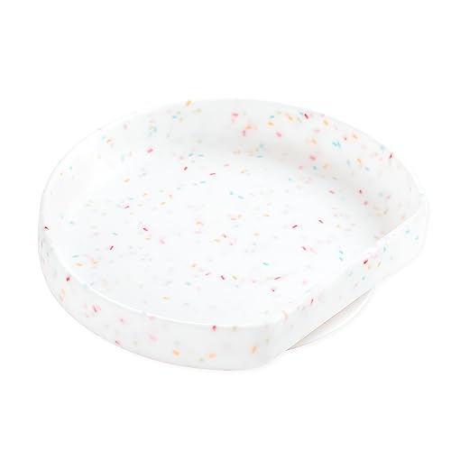 Image of Bumkins Toddler and Baby Suction Plate, Silicone Grip Dish for Babies and Kids, Baby Led Weaning, Children Feeding Supplies, Non Skid Sticky Bottom, Platinum Silicone, 6 Months Up, Vanilla Sprinkles