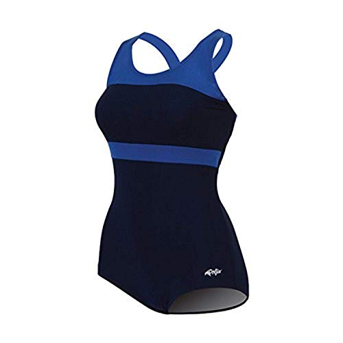 Dolfin W's Aquashape Color Block Conservative Lap Suit Navy/Royal 14 & Towel