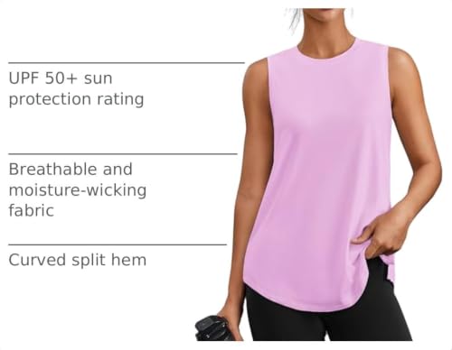 Image of PINSPARK Workout Tank Tops for Women UPF 50+ Side Slits Athletic Gym Shirt