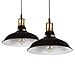 Produktbild 2 Stücke Pendelleuchten, iDEGU Retro Hängelampe Industrielle Lampenschirm im Eisen Ø 27cm Vintage Hängelleuchte für Küche Esszimmer Wohnzimmer Schlafzimmer Flur Restaurant (Schwarz, Innen Weiß)
