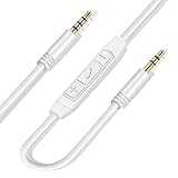 Beats Headphones Replacement Audio Cable Cord 3.5mm to 3.5mm Aux Wire for Beats Solo2 Solo3 Solo4 Studio3 Wireless HD Pro by Dr. Dre Sony WH-1000XM4 WH-1000XM5 with In-line Mic & Volume Control -White