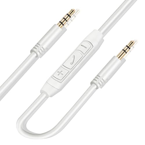 Image of Beats Headphones Replacement Audio Cable Cord 3.5mm to 3.5mm Aux Wire for Beats Solo2 Solo3 Solo4 Studio3 Wireless HD Pro by Dr. Dre Sony WH-1000XM4 WH-1000XM5 with In-line Mic & Volume Control -White