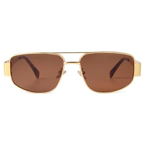 JUDOO Trendy Aviator Sunglasses for Women Men Gold Metal Frame Retro Driving Pilot Sunglasses Shades Womens Sunglasses, 57MM (Gold Metal Frame/Tawny Lens) Cover