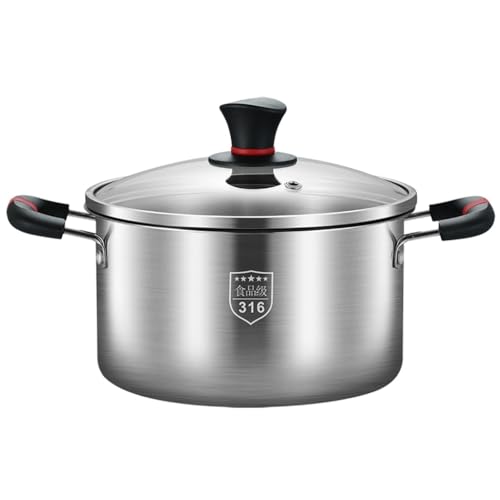 Premium 22cm 316 Stainless Steel Non-Stick Soup Pot with Glass Lid & Handle, Durable Cooking Pan for Home & Restaurant, Versatile Milk & Sauce Pan