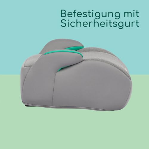 Bebeconfort Manga i-Safe, Kindersitzerhöhung, 6–12 Jahre, 128–150 cm, Folgekindersitz, Kompakt & Leicht (<1 kg), Einfache Gurtmontage, Gepolstert, Soft-Touch-Gewebe, Tinted Grey
