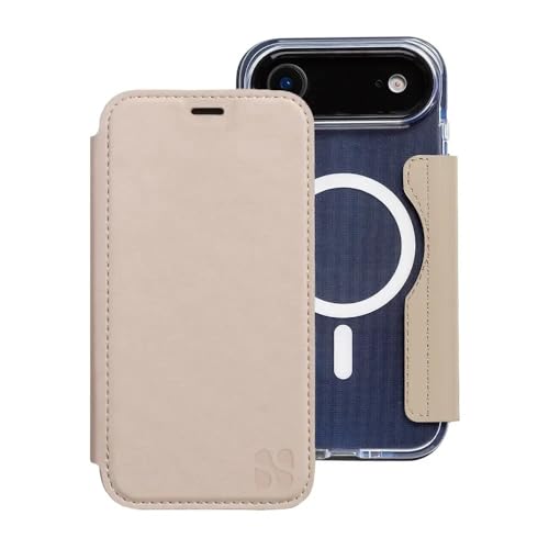 SafeSleeve EMF Blocker Leather Wallet Case for iPhone 17 Air, Beige